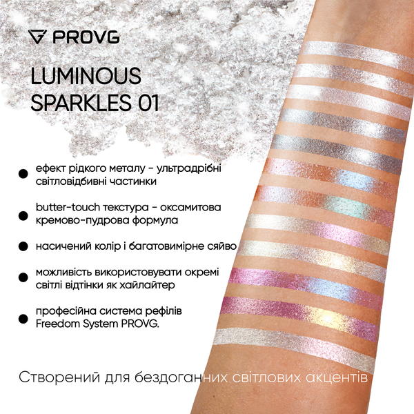 Тіні-спаркл для повік PROVG Luminous 01, рефіл, 2 г LU001 фото