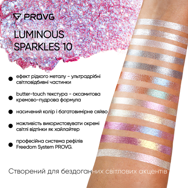 Тіні-спаркл PROVG Luminous 10 Pink Aura у магнітній палетці P_LU010 фото