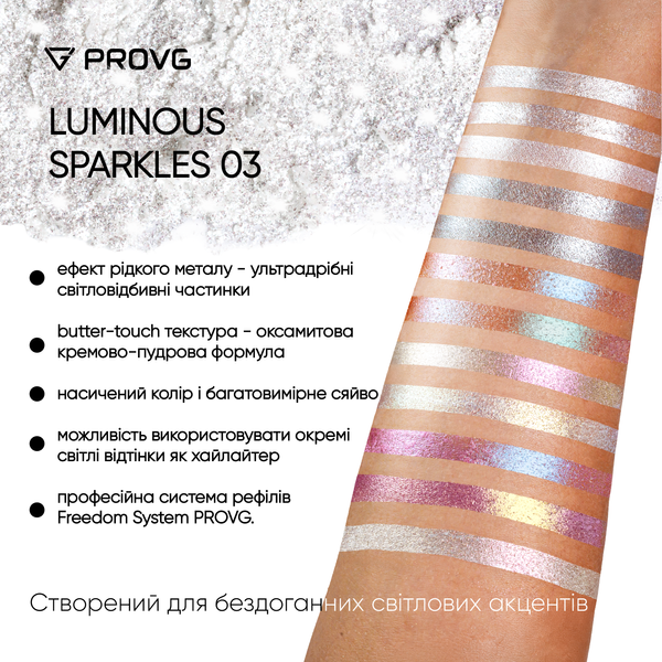 Тіні-спаркл для повік PROVG Luminous 03, рефіл, 2 г LU003 фото
